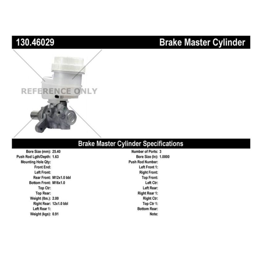 CENTRIC PARTS 130.46029 Centric Premium Brake Master Cylinder