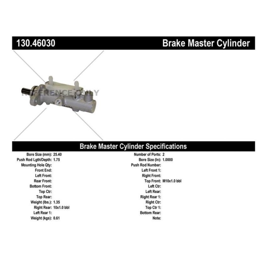 CENTRIC PARTS 130.46030 Centric Premium Brake Master Cylinder