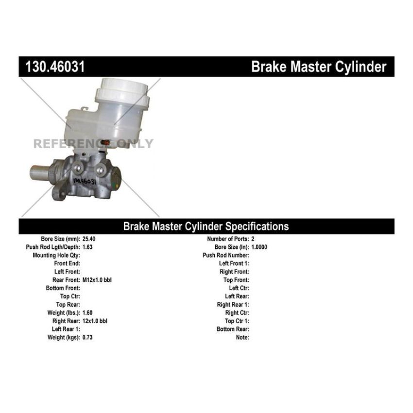 CENTRIC PARTS 130.46031 Centric Premium Brake Master Cylinder