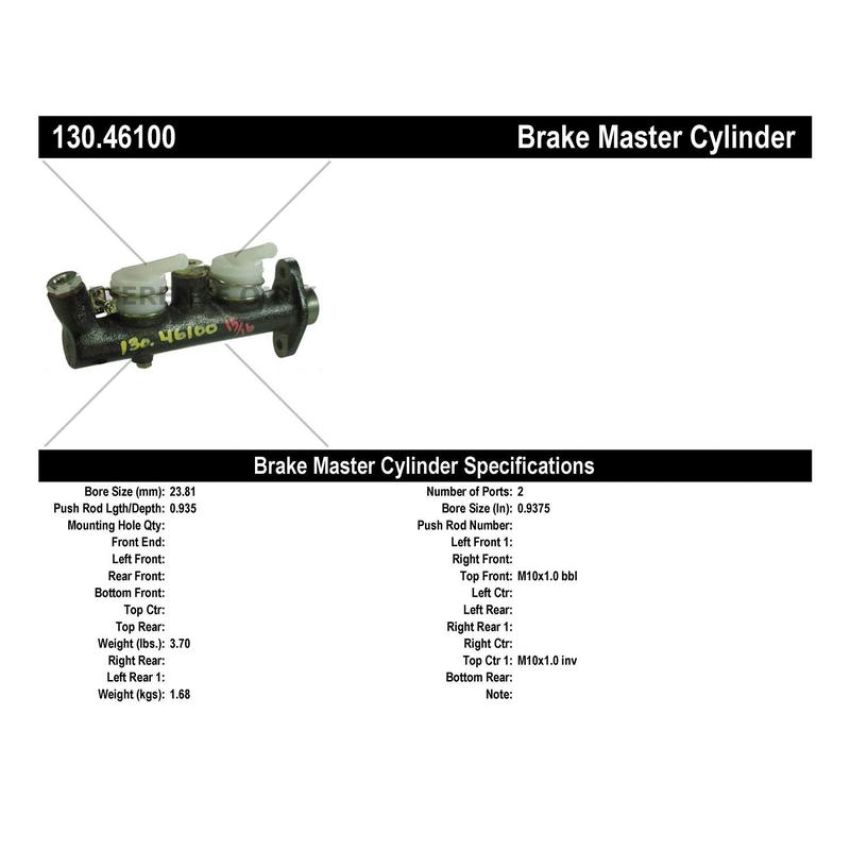 CENTRIC PARTS 130.46100 Centric Premium Brake Master Cylinder