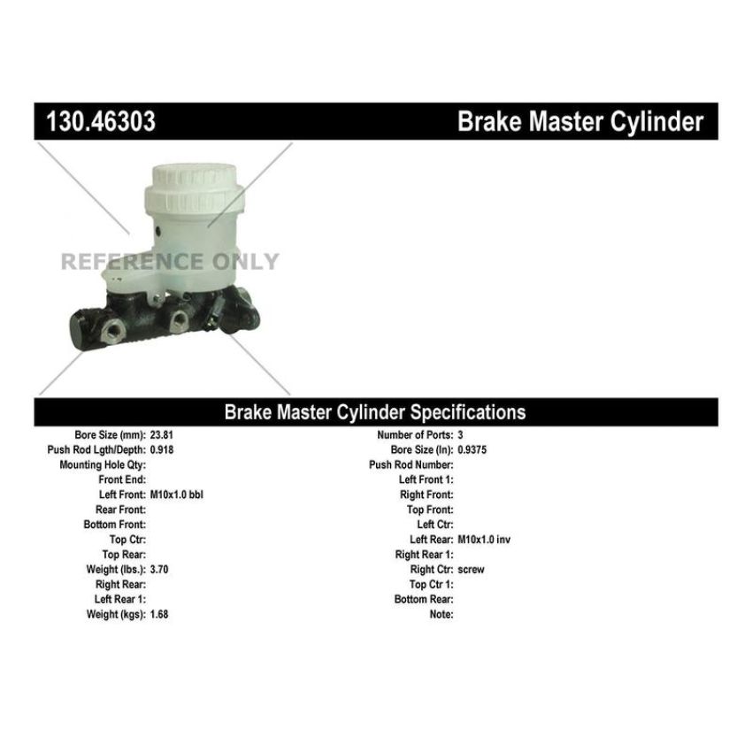 CENTRIC PARTS 130.46303 Centric Premium Brake Master Cylinder