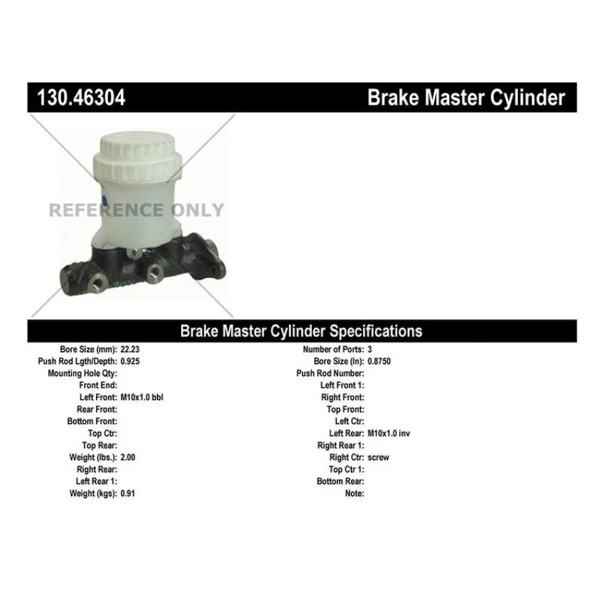 CENTRIC PARTS 130.46304 Centric Premium Brake Master Cylinder