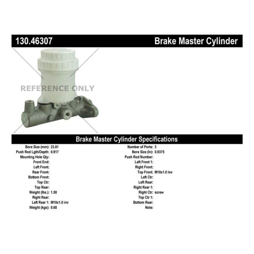 CENTRIC PARTS 130.46307 Centric Premium Brake Master Cylinder