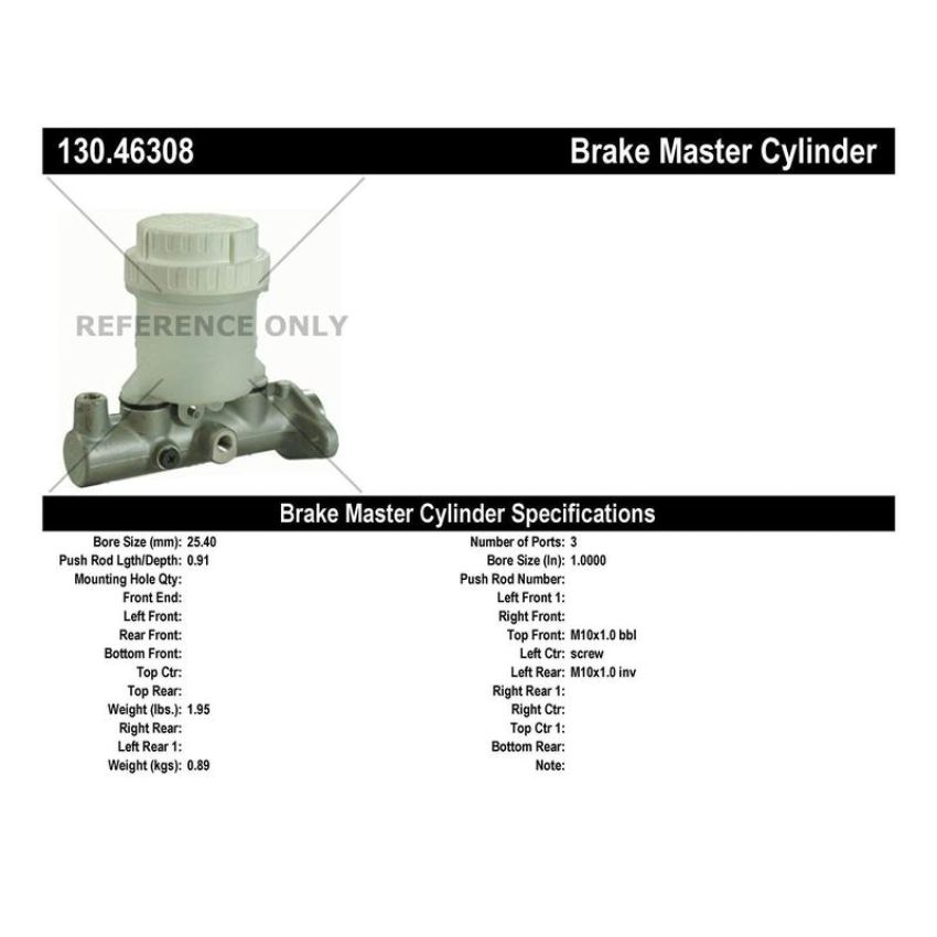 CENTRIC PARTS 130.46308 Centric Premium Brake Master Cylinder
