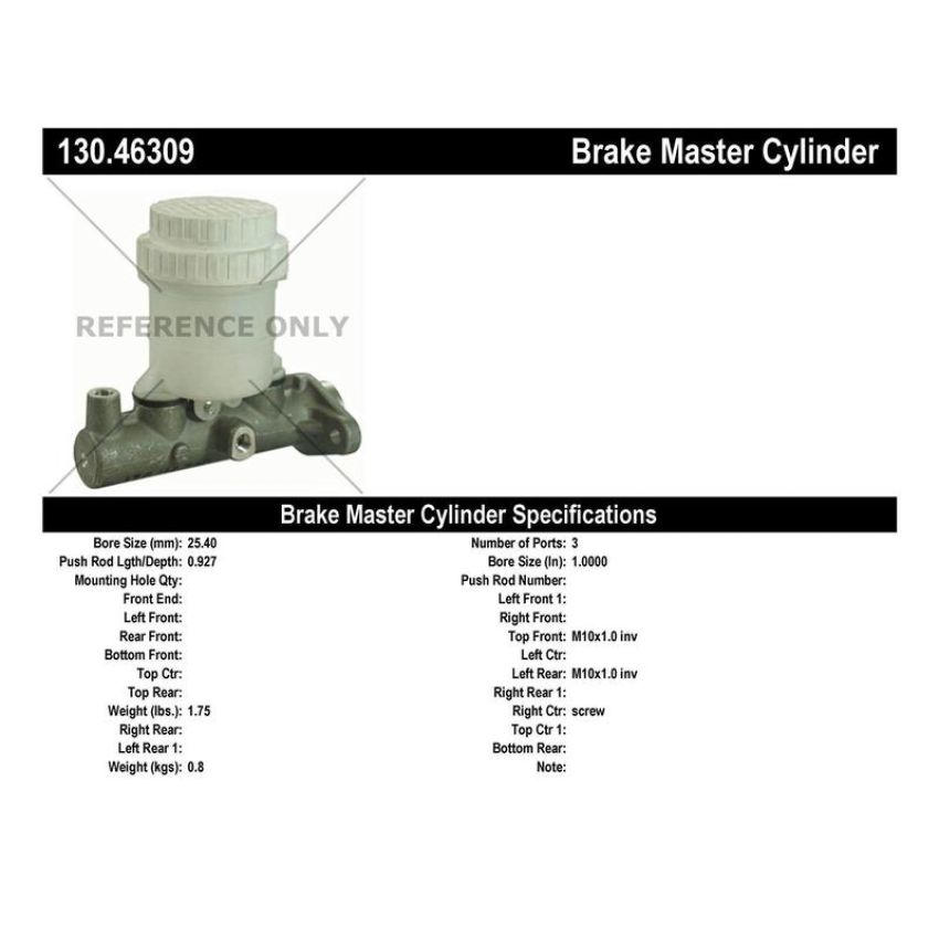 CENTRIC PARTS 130.46309 Centric Premium Brake Master Cylinder