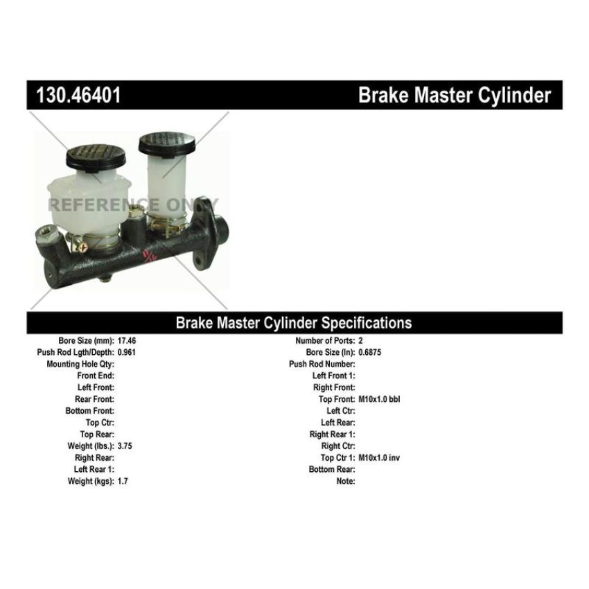 CENTRIC PARTS 130.46401 Centric Premium Brake Master Cylinder