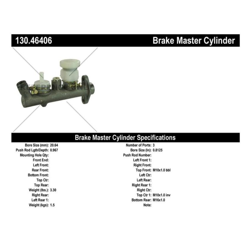 CENTRIC PARTS 130.46406 Centric Premium Brake Master Cylinder