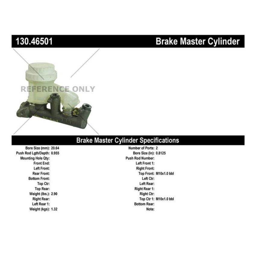 CENTRIC PARTS 130.46501 Centric Premium Brake Master Cylinder