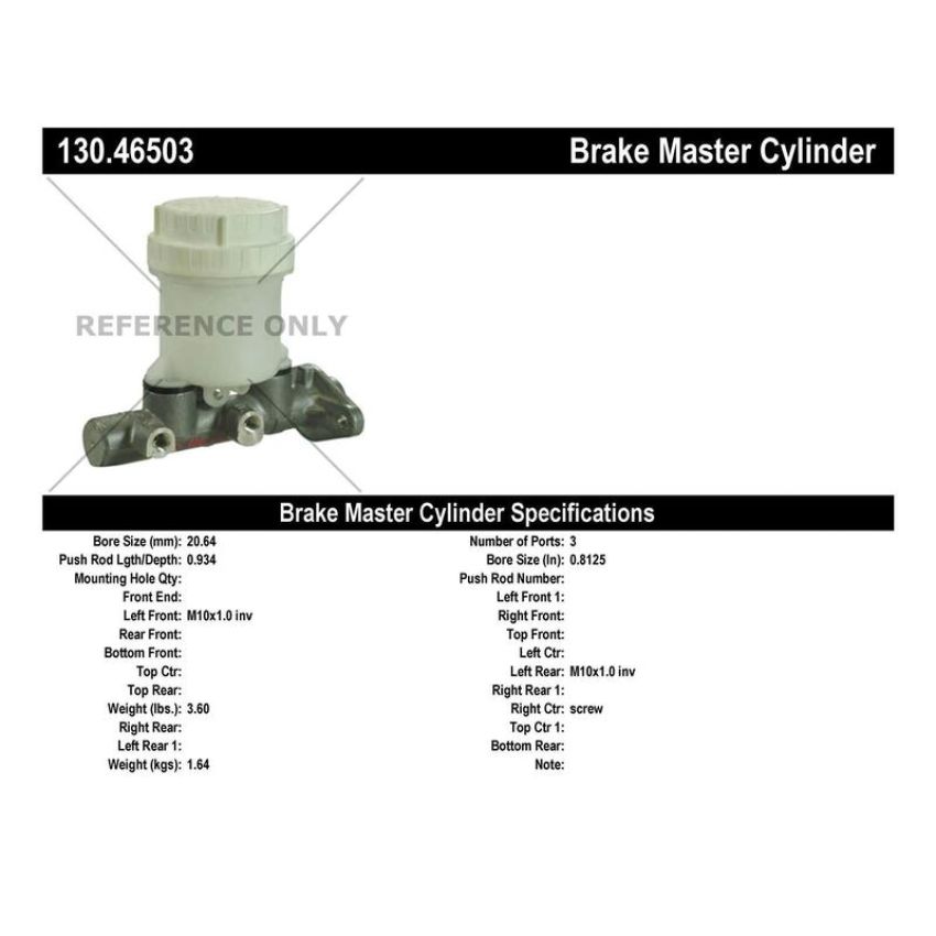 CENTRIC PARTS 130.46503 Centric Premium Brake Master Cylinder