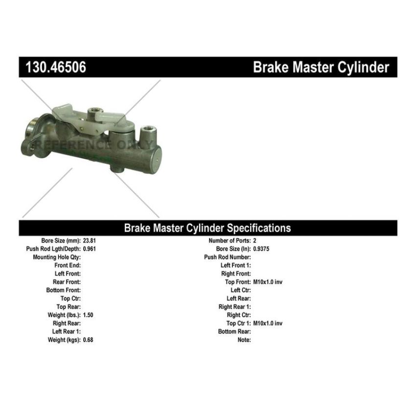 CENTRIC PARTS 130.46506 Centric Premium Brake Master Cylinder