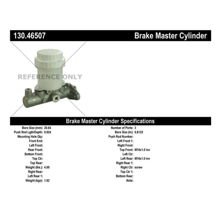 CENTRIC PARTS 130.46507 Centric Premium Brake Master Cylinder