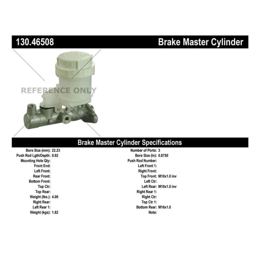 CENTRIC PARTS 130.46508 Centric Premium Brake Master Cylinder