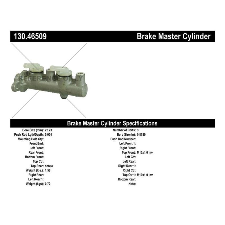 CENTRIC PARTS 130.46509 Centric Premium Brake Master Cylinder