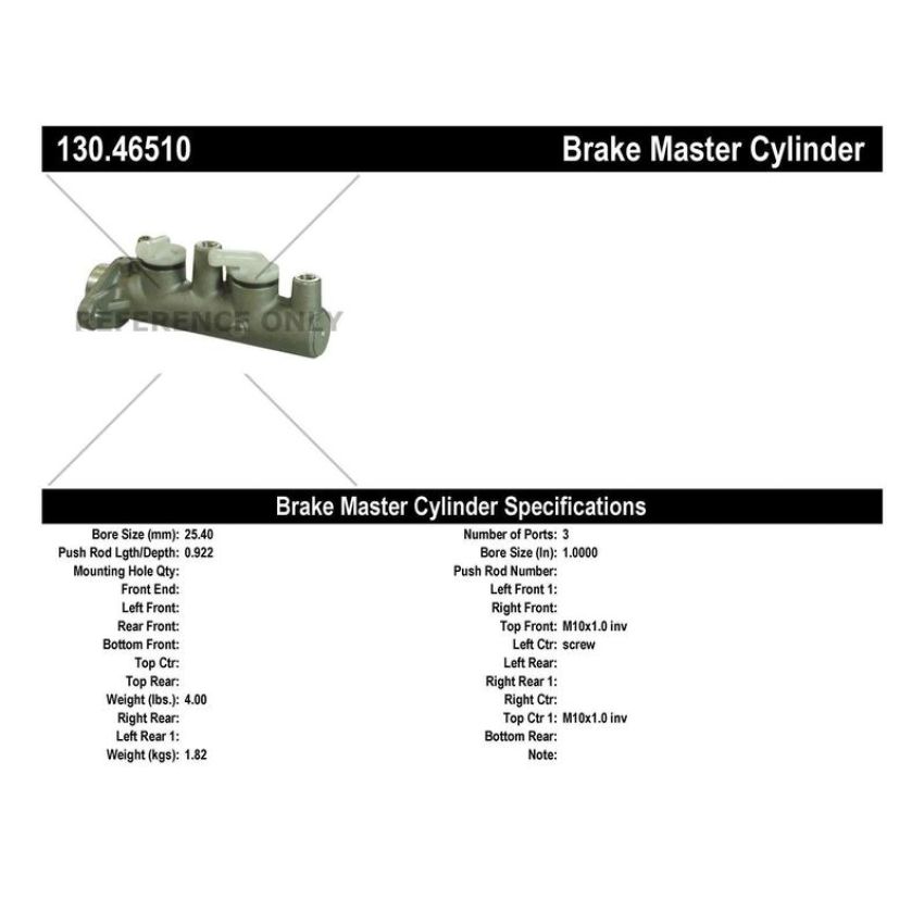 CENTRIC PARTS 130.46510 Centric Premium Brake Master Cylinder