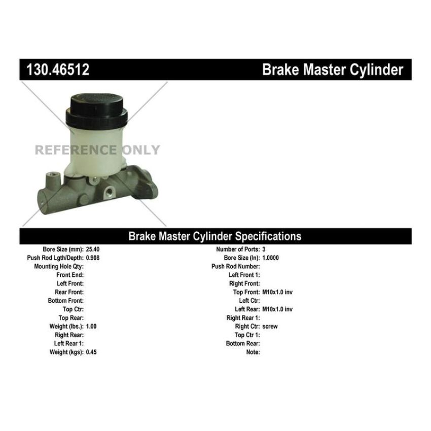 CENTRIC PARTS 130.46512 Centric Premium Brake Master Cylinder