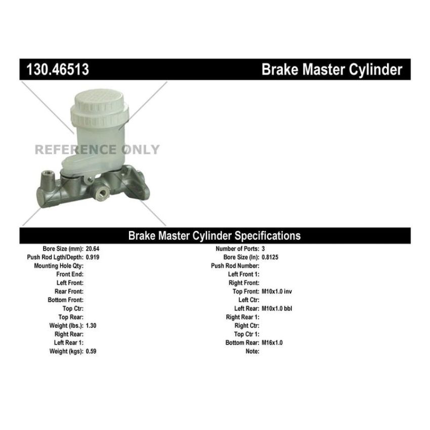 CENTRIC PARTS 130.46513 Centric Premium Brake Master Cylinder