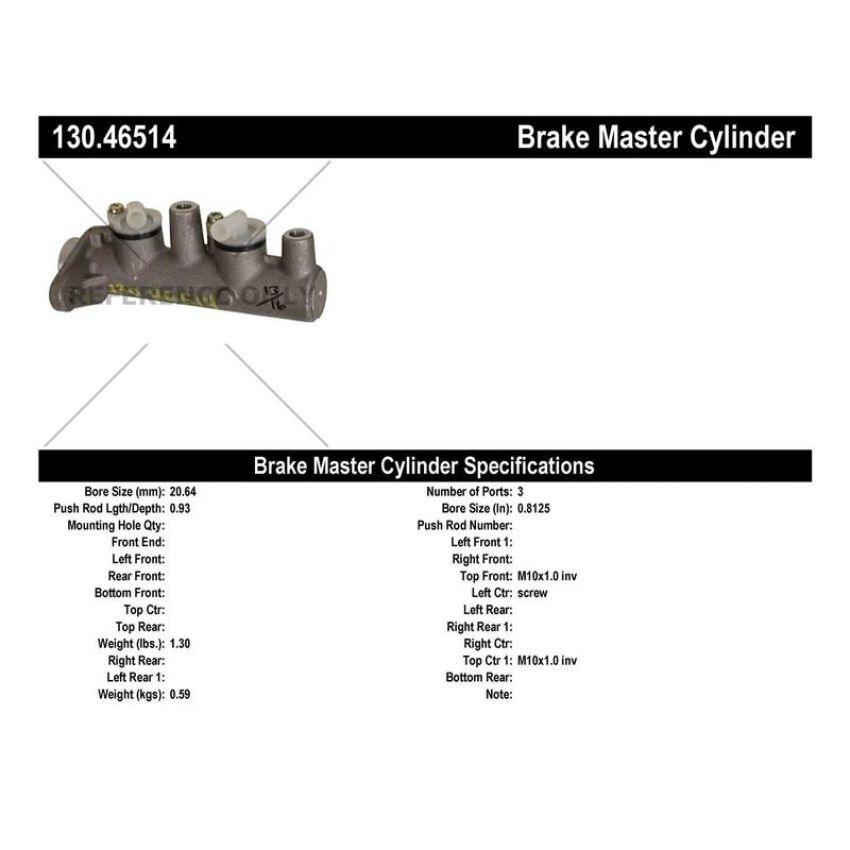 CENTRIC PARTS 130.46514 Centric Premium Brake Master Cylinder