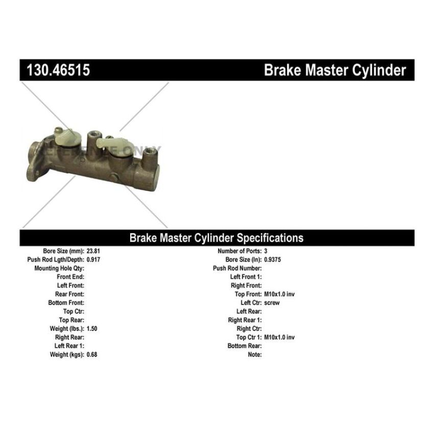 CENTRIC PARTS 130.46515 Centric Premium Brake Master Cylinder