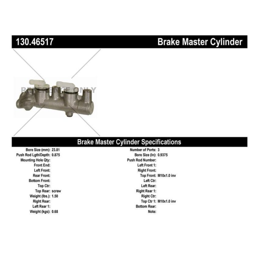 CENTRIC PARTS 130.46517 Centric Premium Brake Master Cylinder