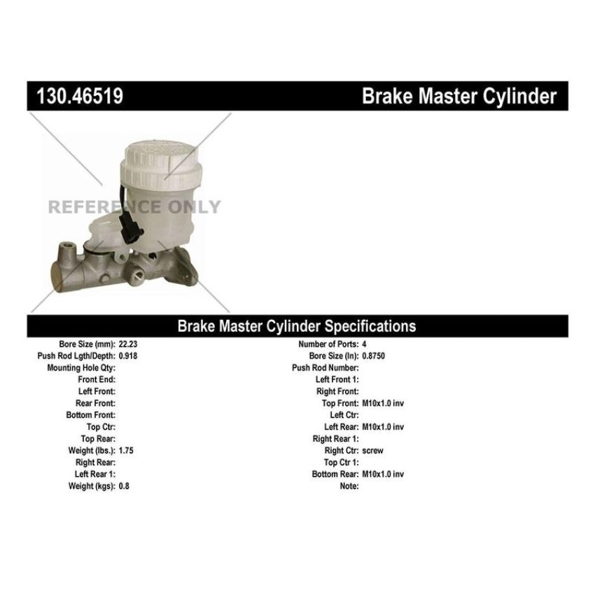CENTRIC PARTS 130.46519 Centric Premium Brake Master Cylinder