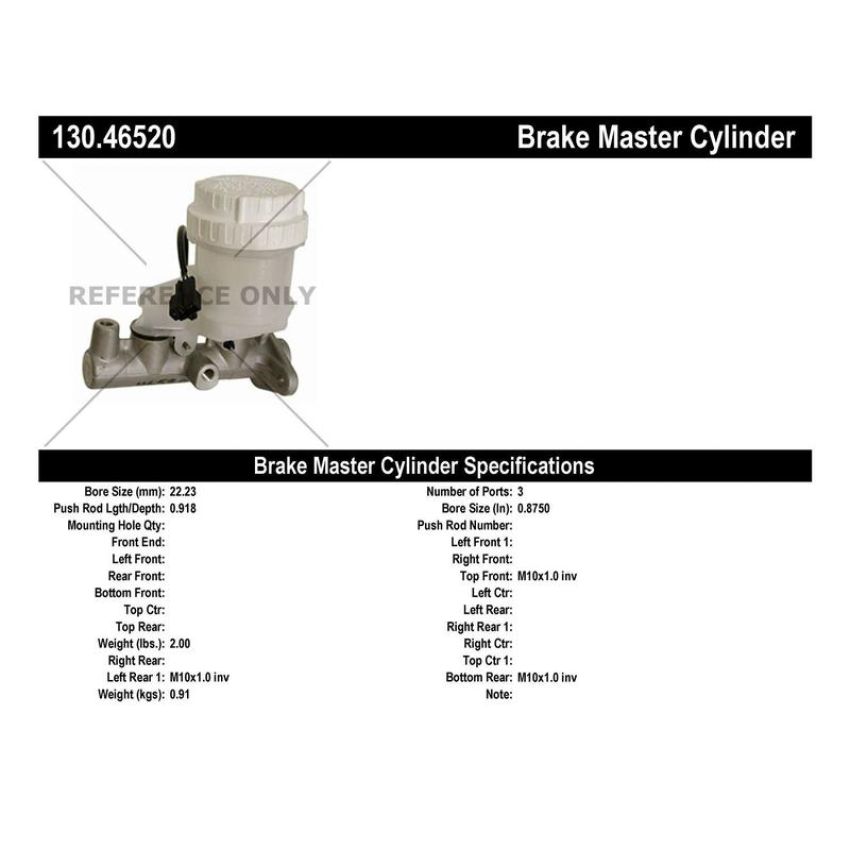 CENTRIC PARTS 130.46520 Centric Premium Brake Master Cylinder