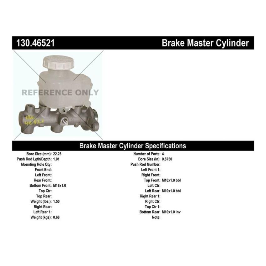 CENTRIC PARTS 130.46521 Centric Premium Brake Master Cylinder