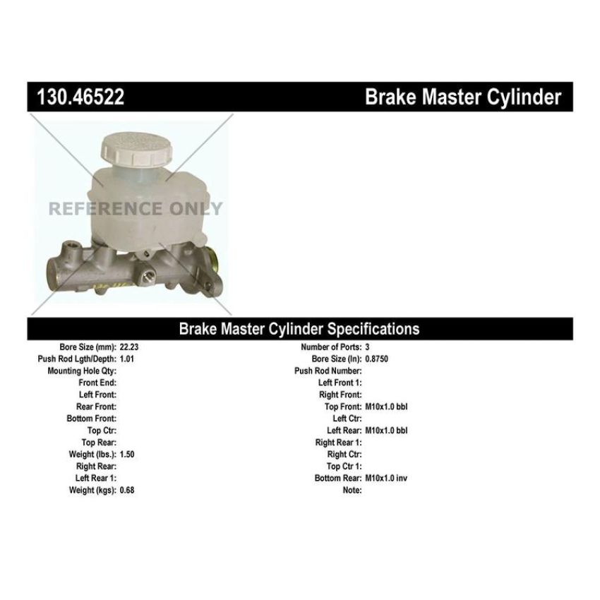 CENTRIC PARTS 130.46522 Centric Premium Brake Master Cylinder