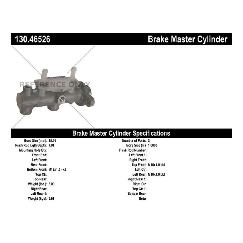 CENTRIC PARTS 130.46526 Centric Premium Brake Master Cylinder