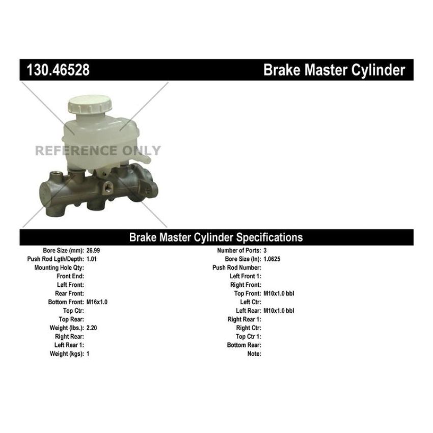 CENTRIC PARTS 130.46528 Centric Premium Brake Master Cylinder