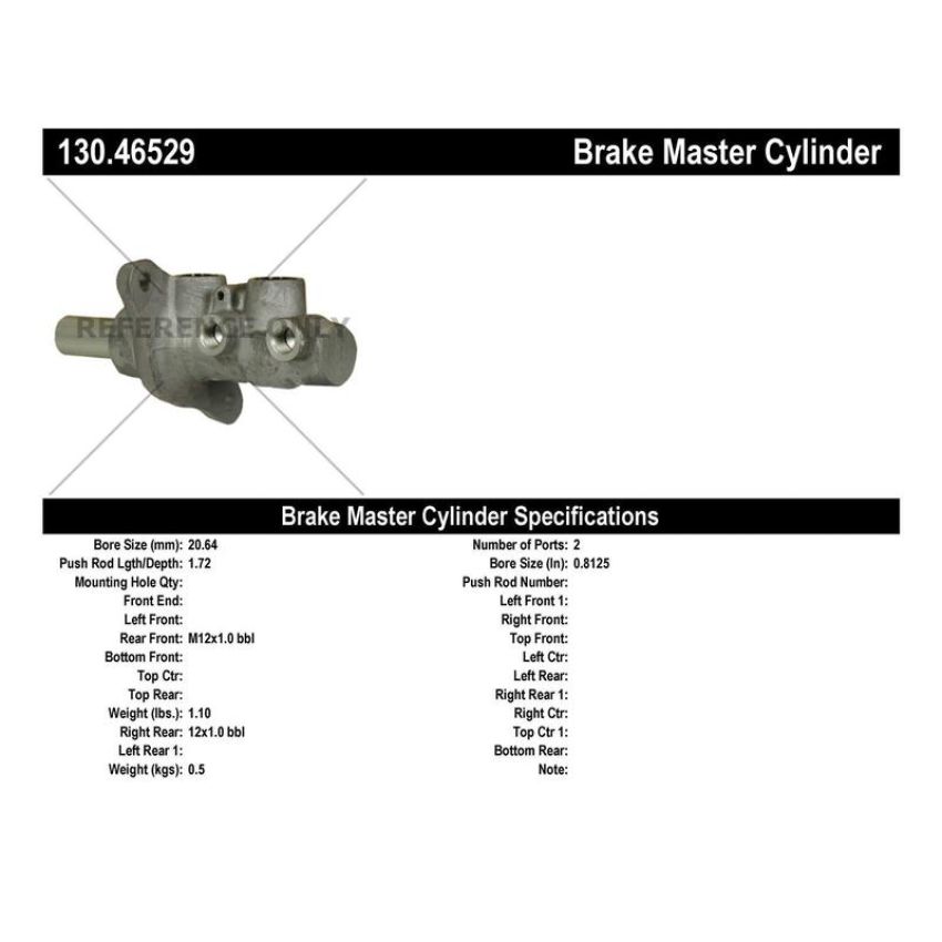 CENTRIC PARTS 130.46529 Centric Premium Brake Master Cylinder