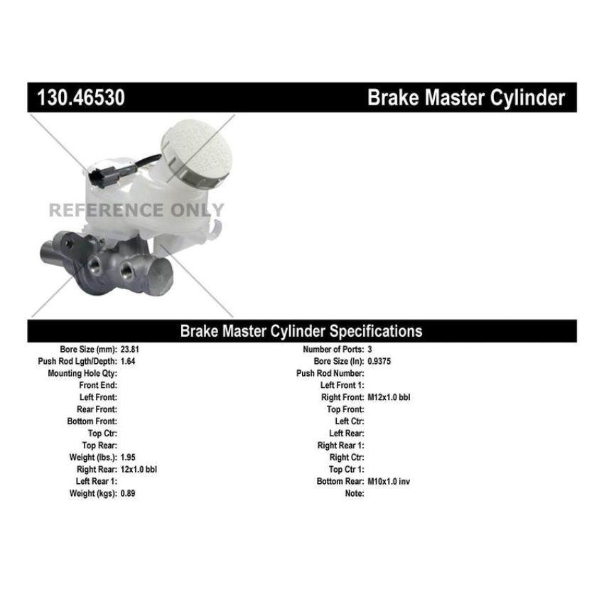 CENTRIC PARTS 130.46530 Centric Premium Brake Master Cylinder