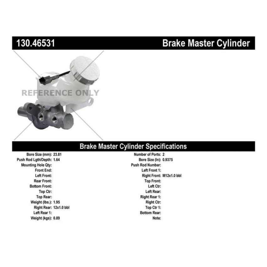 CENTRIC PARTS 130.46531 Centric Premium Brake Master Cylinder