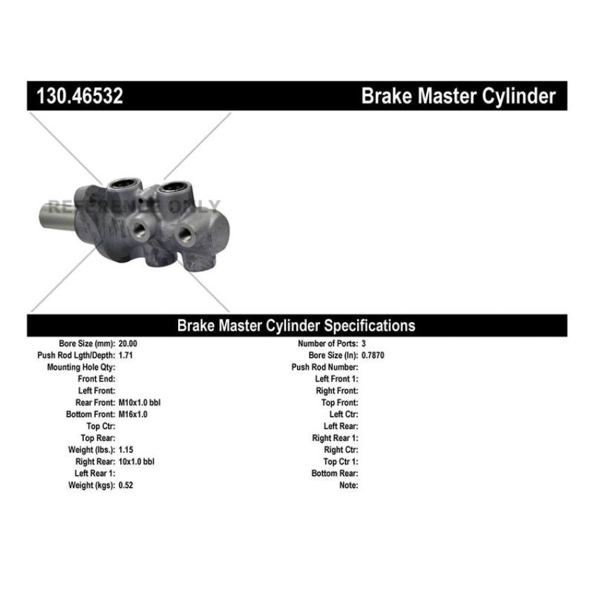 CENTRIC PARTS 130.46532 Centric Premium Brake Master Cylinder