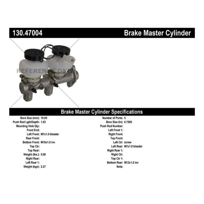 CENTRIC PARTS 130.47004 Centric Premium Brake Master Cylinder