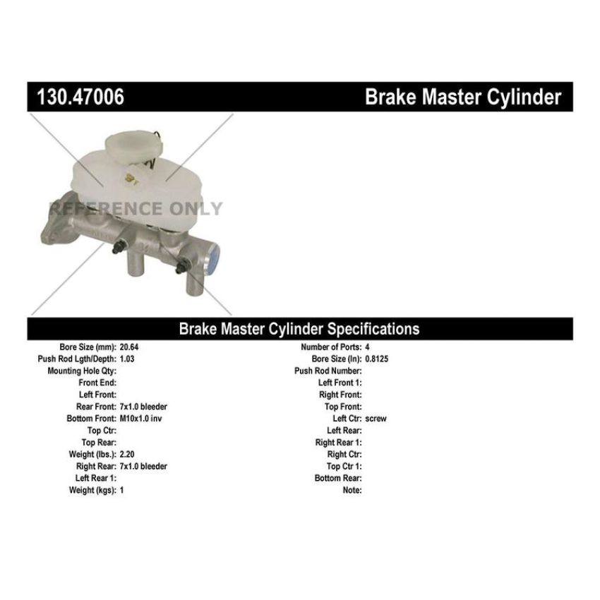 CENTRIC PARTS 130.47006 Centric Premium Brake Master Cylinder