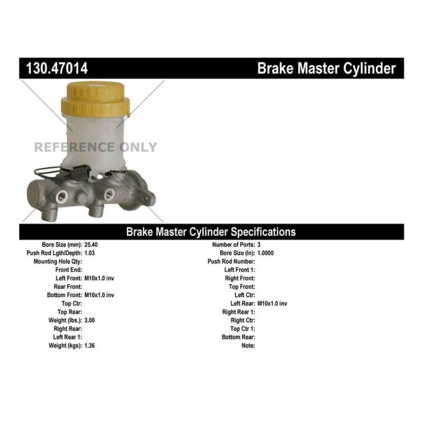 CENTRIC PARTS 130.47014 Centric Premium Brake Master Cylinder