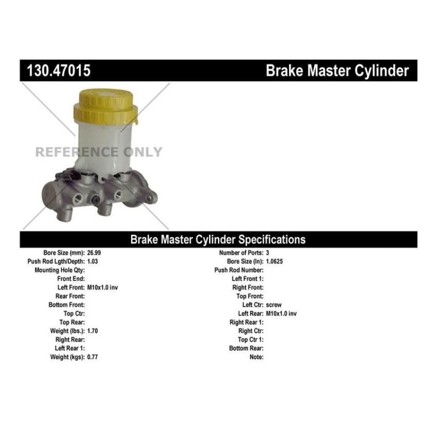 CENTRIC PARTS 130.47015 Centric Premium Brake Master Cylinder