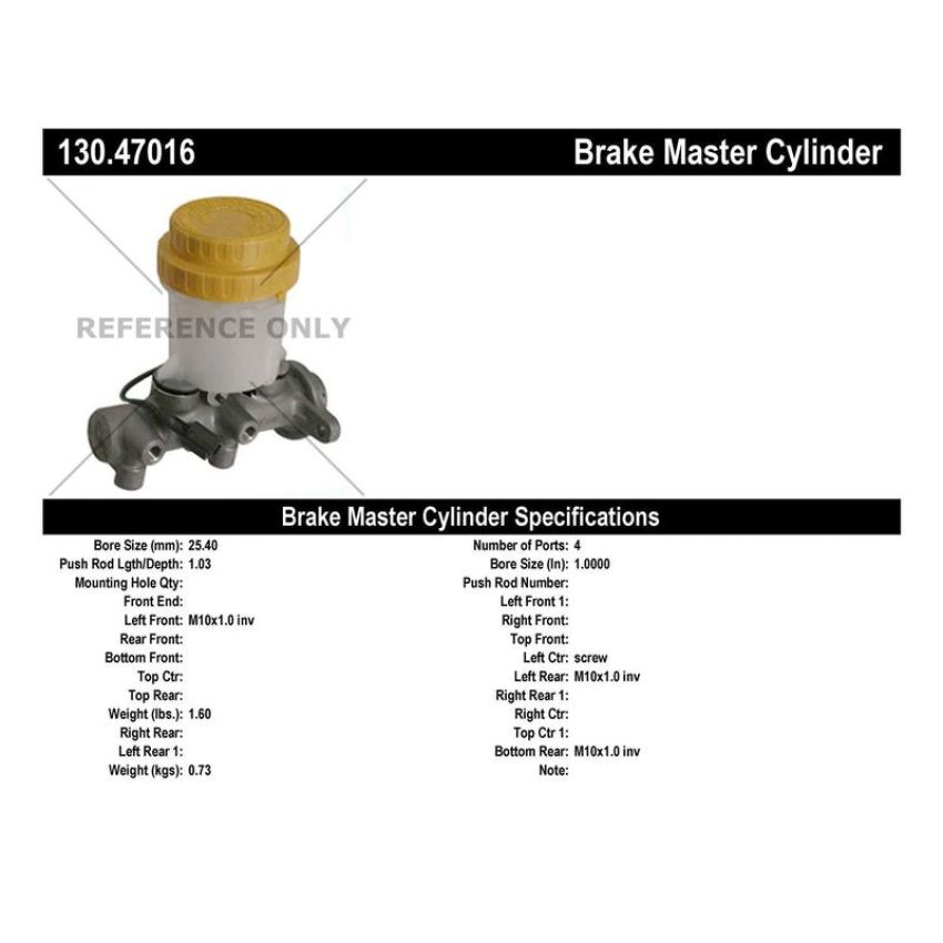 CENTRIC PARTS 130.47016 Centric Premium Brake Master Cylinder