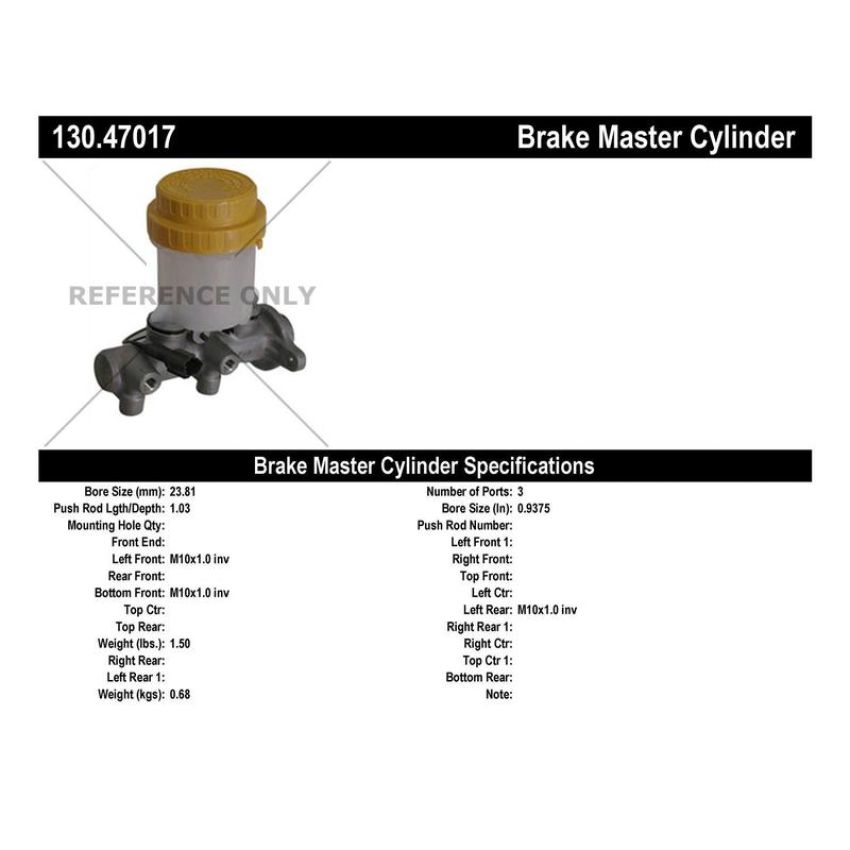 CENTRIC PARTS 130.47017 Centric Premium Brake Master Cylinder