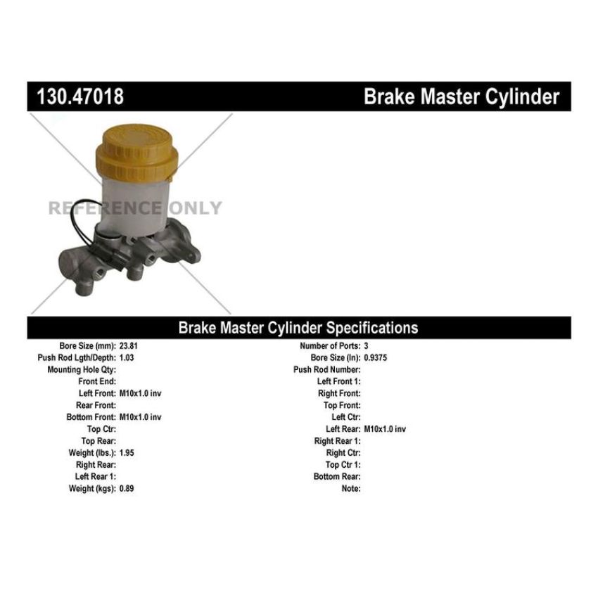 CENTRIC PARTS 130.47018 Centric Premium Brake Master Cylinder