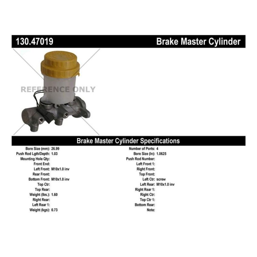 CENTRIC PARTS 130.47019 Centric Premium Brake Master Cylinder