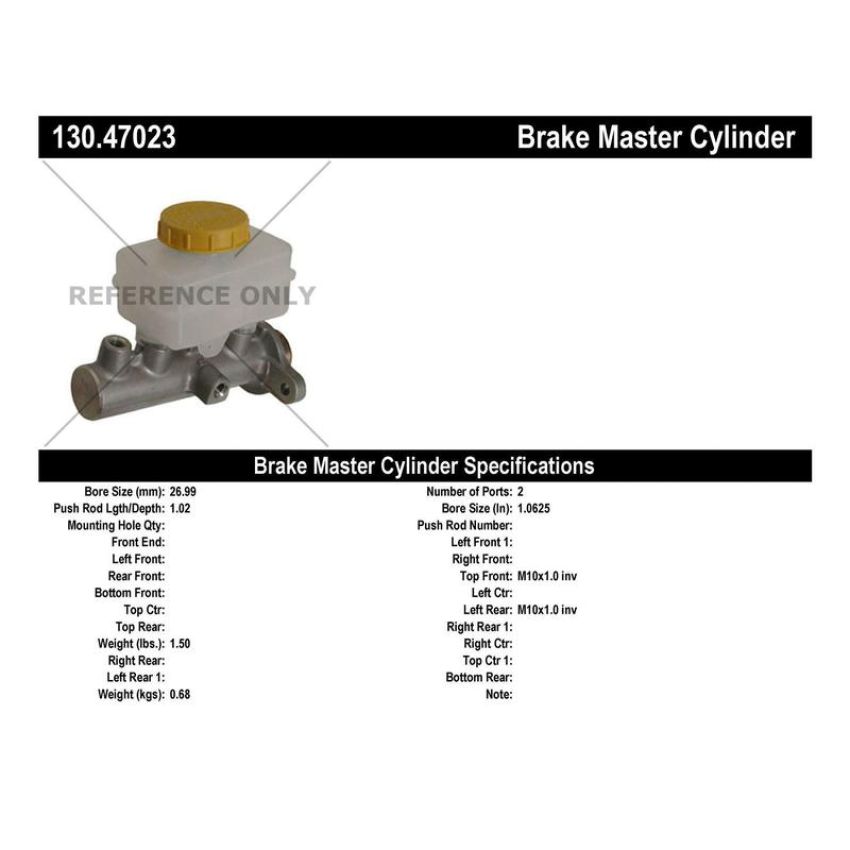 CENTRIC PARTS 130.47023 Centric Premium Brake Master Cylinder