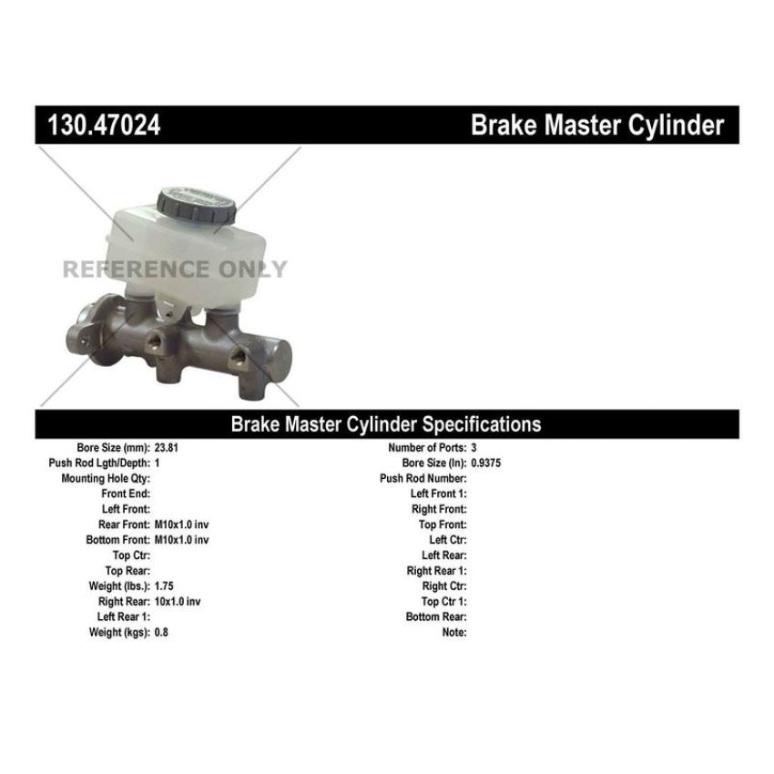 CENTRIC PARTS 130.47024 Centric Premium Brake Master Cylinder