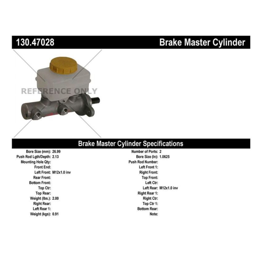 CENTRIC PARTS 130.47028 Centric Premium Brake Master Cylinder
