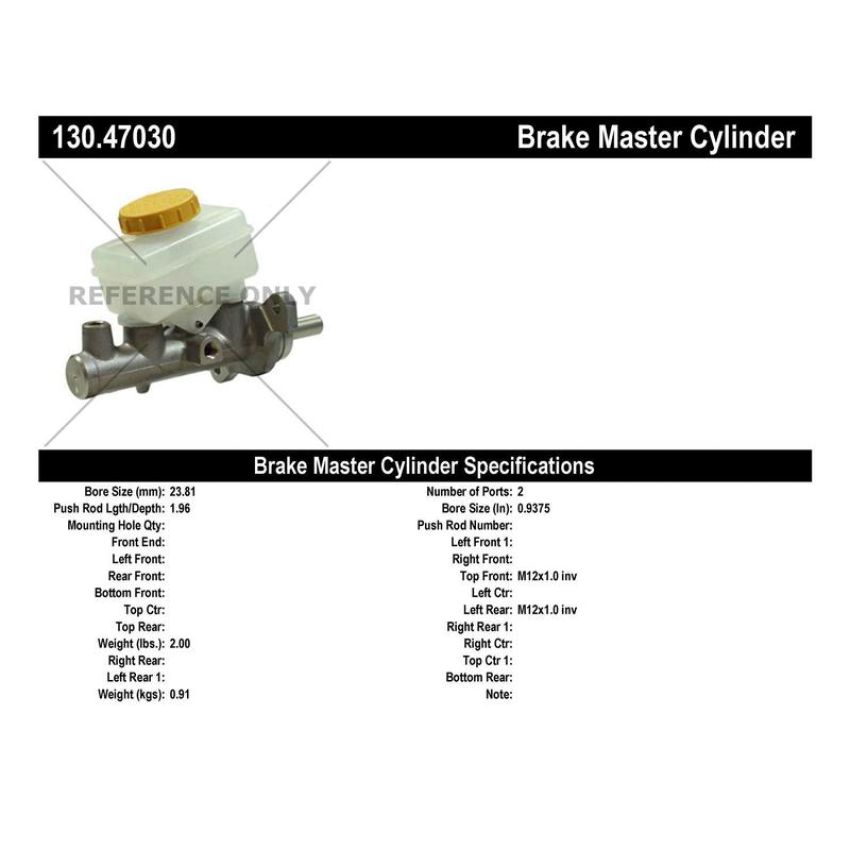 CENTRIC PARTS 130.47030 Centric Premium Brake Master Cylinder