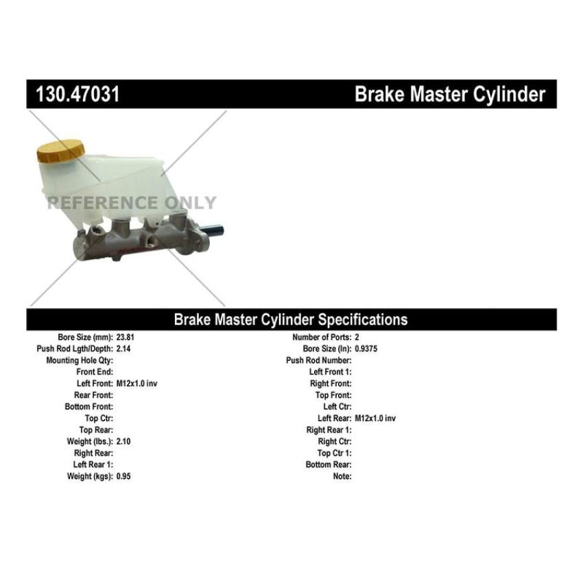 CENTRIC PARTS 130.47031 Centric Premium Brake Master Cylinder