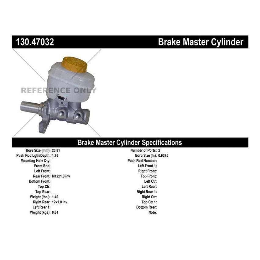 CENTRIC PARTS 130.47032 Centric Premium Brake Master Cylinder