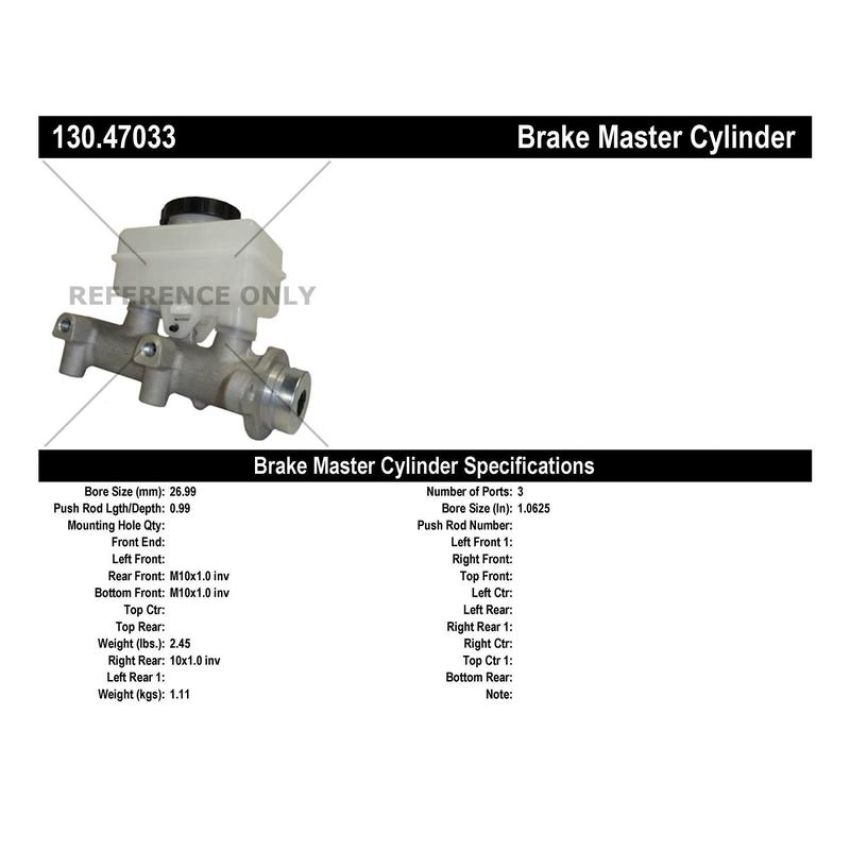 CENTRIC PARTS 130.47033 Centric Premium Brake Master Cylinder