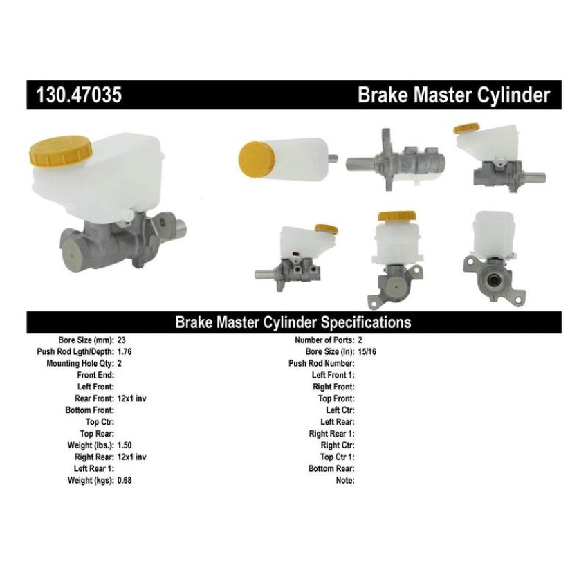 CENTRIC PARTS 130.47035 Centric Premium Brake Master Cylinder
