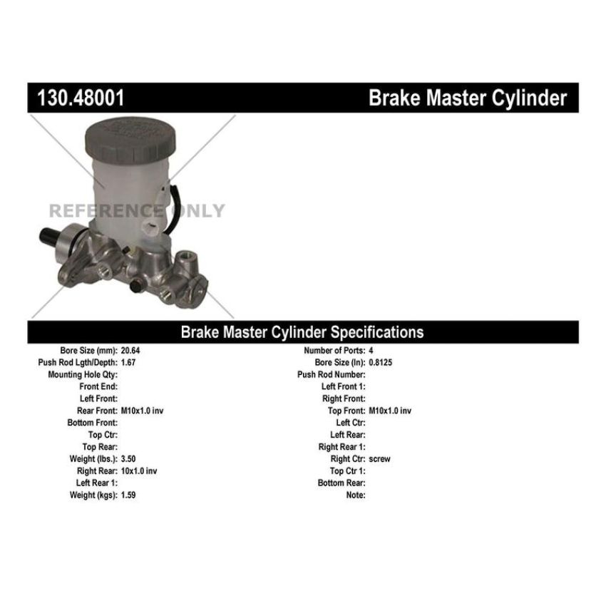 CENTRIC PARTS 130.48001 Centric Premium Brake Master Cylinder